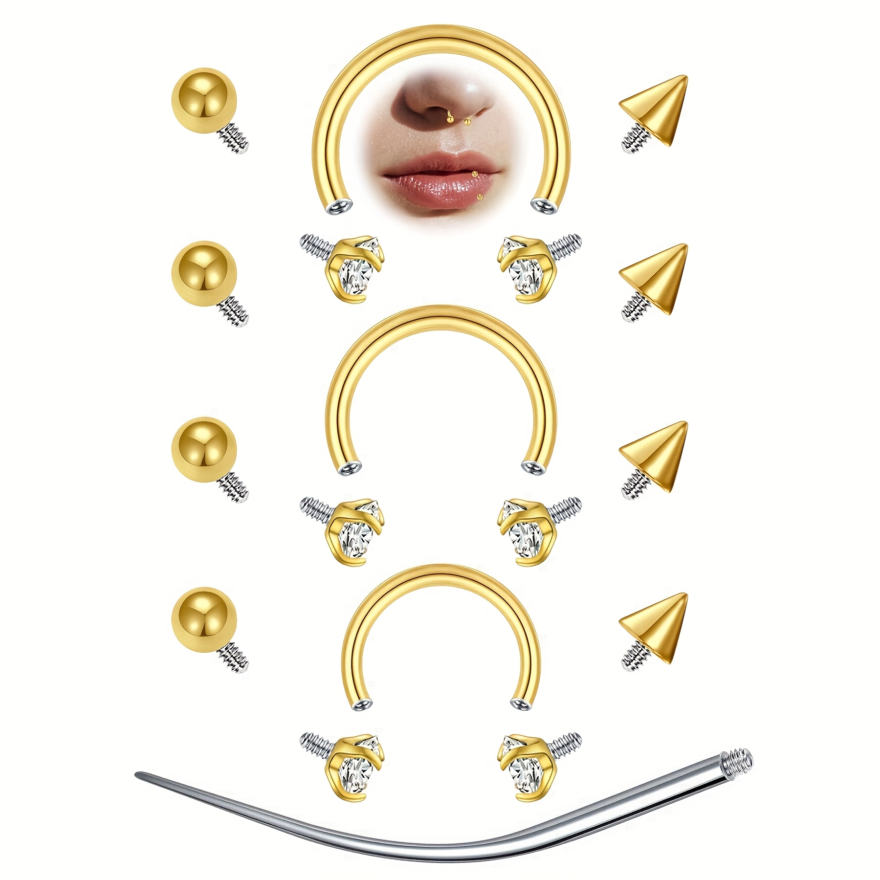 Body Jewelry Replacement Ball - 12 pcs Cincin Septum Bentuk Tapal