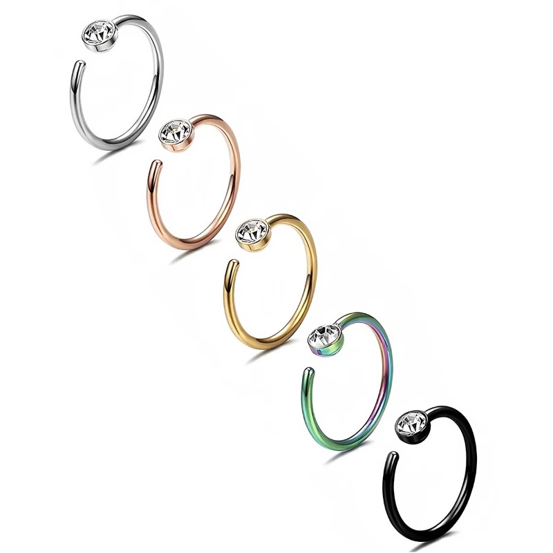 5 buah cincin hidung 18G, mode - Body Jewelry Surgical Steel ulasan dan harga